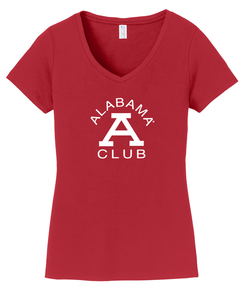A-Club V-Neck Women's Tee Front Logo - Crimson