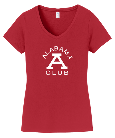 A-Club V-Neck Women's Tee Front Logo - Crimson